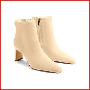 Women's Chunky Heel Ankle Boots Side Zipper Faux Suede Winter Dress Shoes